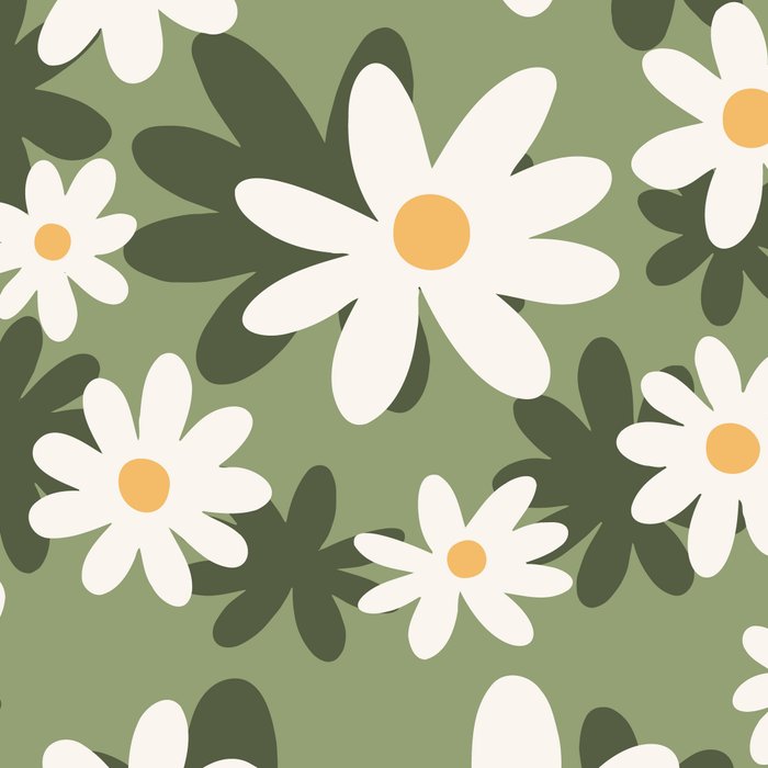 Flower Market London, Retro Daisies  Print, Green Ditsy Pattern Coffee Mug Gallery Image 2