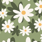 Flower Market London, Retro Daisies  Print, Green Ditsy Pattern Coffee Mug Gallery Image 2