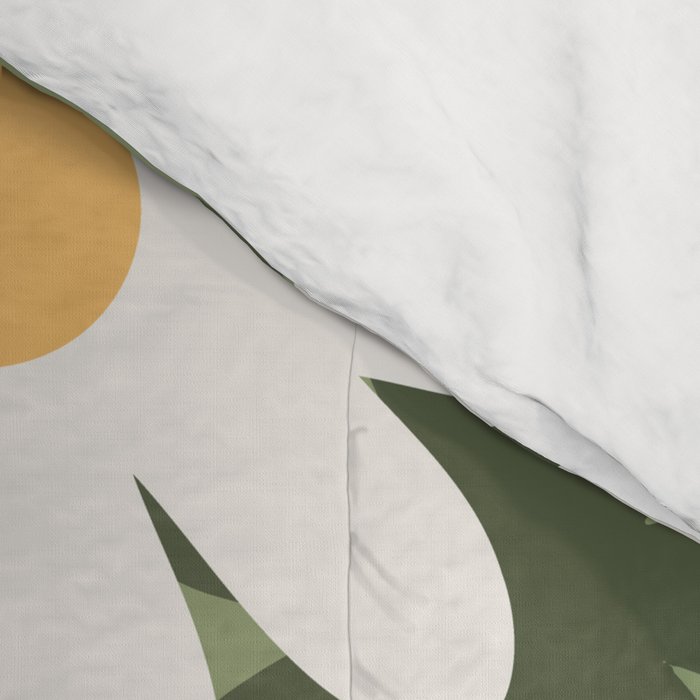 Flower Market London, Retro Daisies  Print, Green Ditsy Pattern Comforter Gallery Image 4