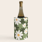 Flower Market London, Retro Daisies  Print, Green Ditsy Pattern Wine Chiller Gallery Image 2