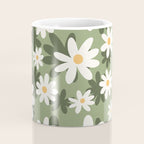 Flower Market London, Retro Daisies  Print, Green Ditsy Pattern Coffee Mug Gallery Image 4