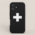Swiss Cross Black and White Scandinavian Design for minimalism home room wall decor art apartment iPhone Case Gallery Image 1