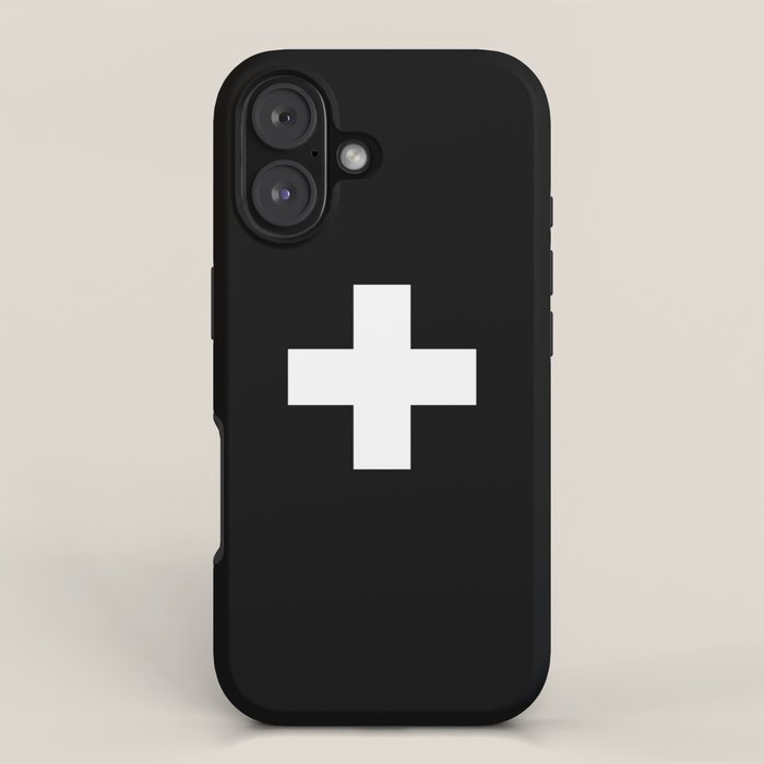 Swiss Cross Black and White Scandinavian Design for minimalism home room wall decor art apartment iPhone Case Gallery Image 1