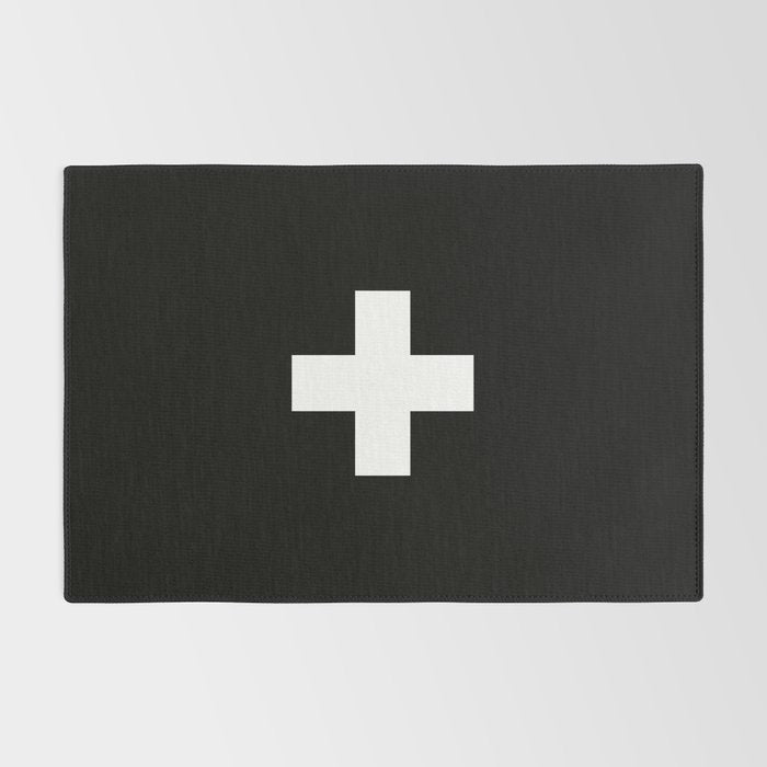 Swiss Cross Black and White Scandinavian Design for minimalism home room wall decor art apartment Rug Gallery Image 2