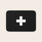 Swiss Cross Black and White Scandinavian Design for minimalism home room wall decor art apartment Bath Mat Gallery Image 1