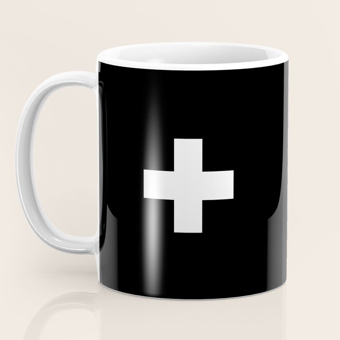 Swiss Cross Black and White Scandinavian Design for minimalism home room wall decor art apartment Coffee Mug Gallery Image 3