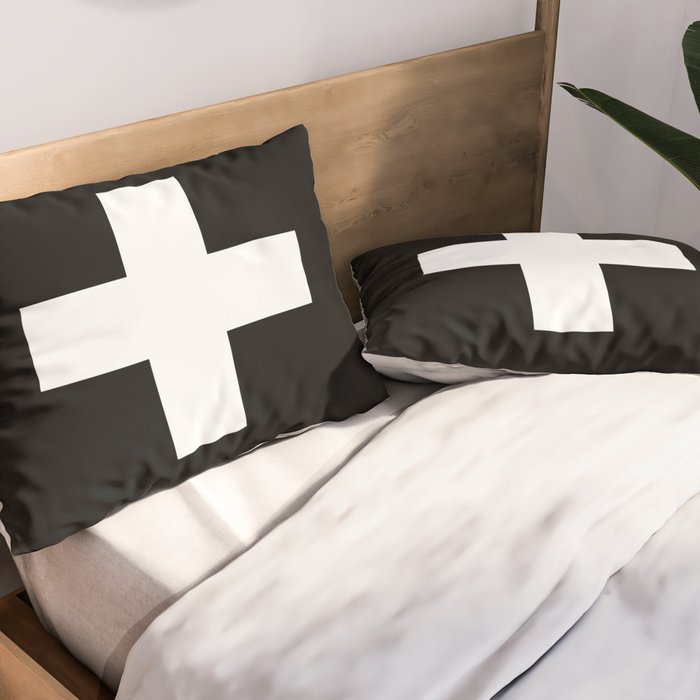 Swiss Cross Black and White Scandinavian Design for minimalism home room wall decor art apartment Pillow Sham Gallery Image 2