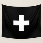 Swiss Cross Black and White Scandinavian Design for minimalism home room wall decor art apartment Wall Tapestry Gallery Image 4