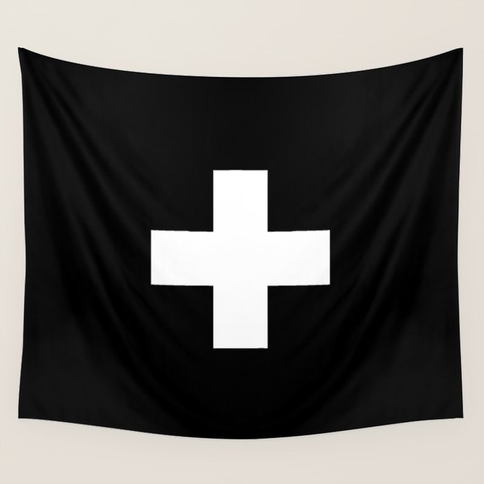 Swiss Cross Black and White Scandinavian Design for minimalism home room wall decor art apartment Wall Tapestry Gallery Image 4