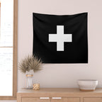 Swiss Cross Black and White Scandinavian Design for minimalism home room wall decor art apartment Wall Tapestry Gallery Image 2