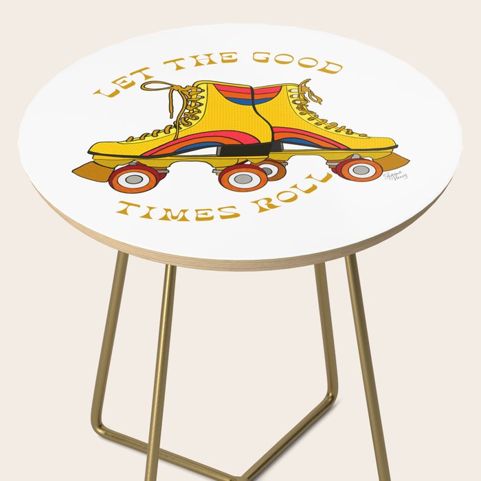 Retro Rainbow Roller Skates Let The Good Times Roll Yellow Side Table Gallery Image 2