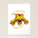 Retro Rainbow Roller Skates Let The Good Times Roll Yellow Stationery Card Gallery Image 2