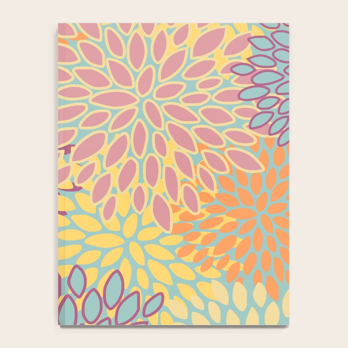 Festive, Floral Prints, Orange, Yellow, Teal and Pink Notebook Gallery Image 4