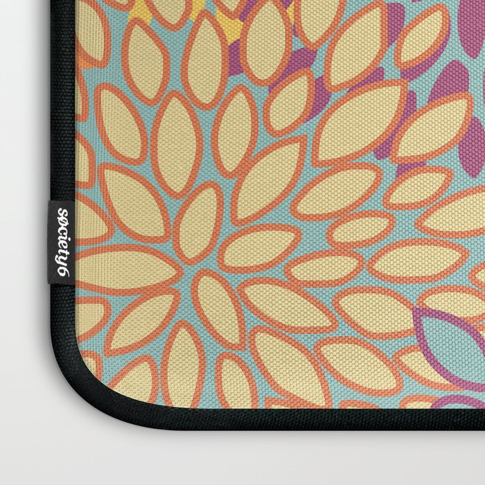 Festive, Floral Prints, Orange, Yellow, Teal and Pink Laptop Sleeve Gallery Image 3