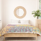 Festive, Floral Prints, Orange, Yellow, Teal and Pink Duvet Cover Gallery Image 3