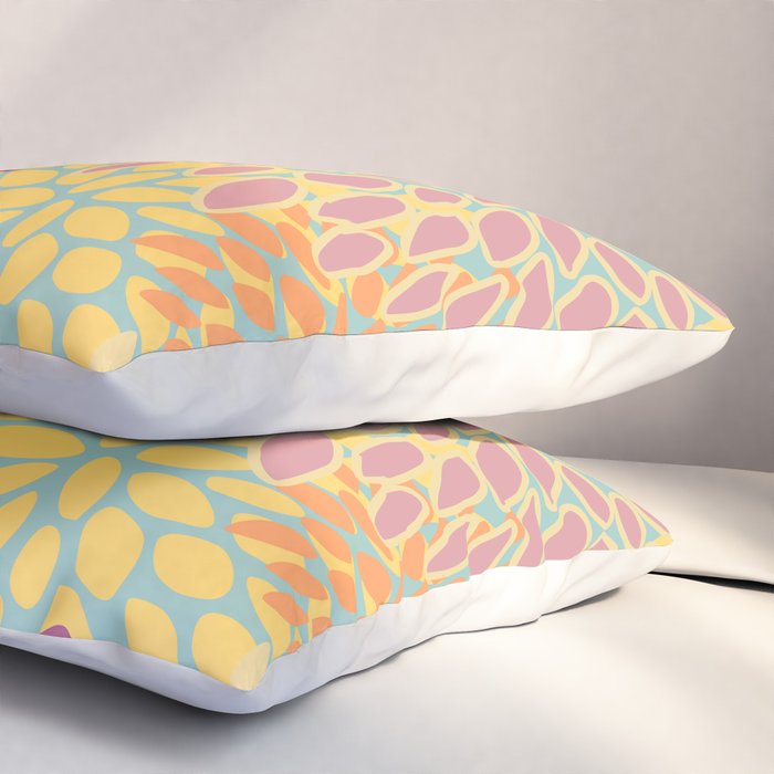 Festive, Floral Prints, Orange, Yellow, Teal and Pink Pillow Sham Gallery Image 3