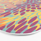 Festive, Floral Prints, Orange, Yellow, Teal and Pink Bath Mat Gallery Image 3