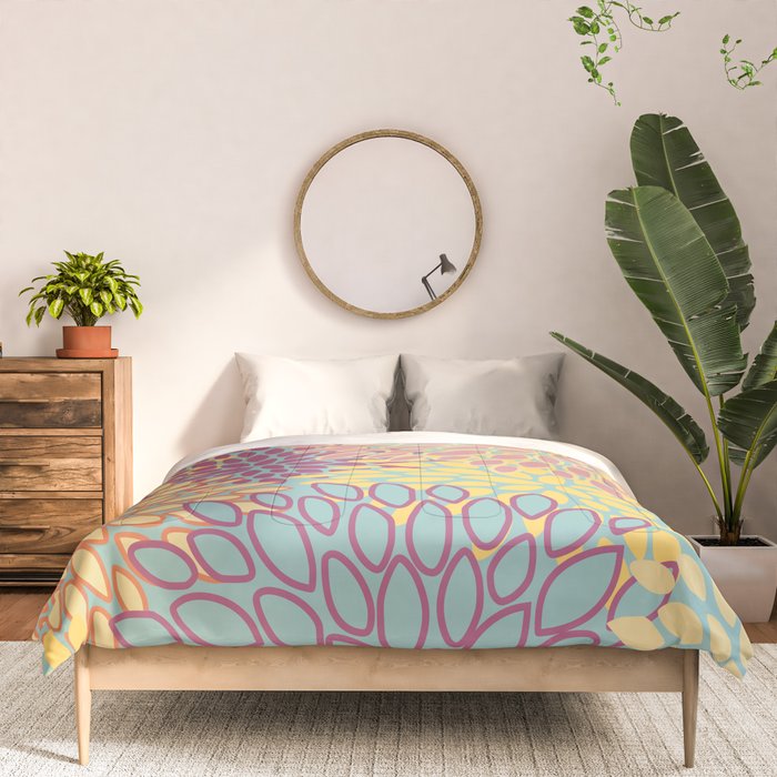 Festive, Floral Prints, Orange, Yellow, Teal and Pink Comforter Gallery Image 3