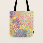 Festive, Floral Prints, Orange, Yellow, Teal and Pink Tote Bag Gallery Image 1