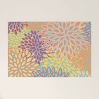 Festive, Floral Prints, Orange, Yellow, Teal and Pink Welcome Mat Gallery Image 1