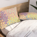 Festive, Floral Prints, Orange, Yellow, Teal and Pink Pillow Sham Gallery Image 2