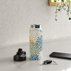 Floral Blooms, Teal, Green and Yellow Water Bottle Gallery Image 4