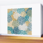 Floral Blooms, Teal, Green and Yellow Wall Mural Gallery Image 2