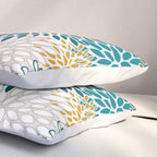 Floral Blooms, Teal, Green and Yellow Pillow Sham Gallery Image 3