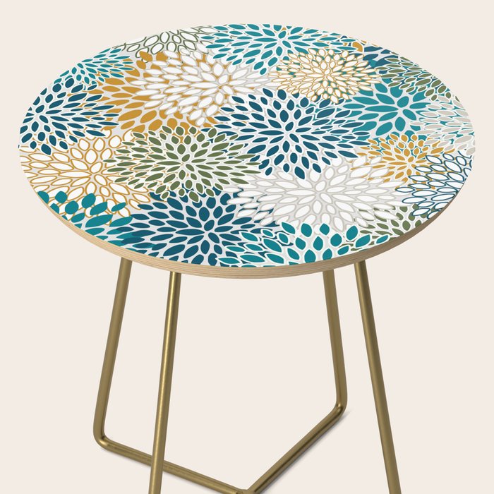 Floral Blooms, Teal, Green and Yellow Side Table Gallery Image 2