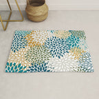 Floral Blooms, Teal, Green and Yellow Rug Gallery Image 1