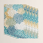 Floral Blooms, Teal, Green and Yellow Wrapping Paper Gallery Image 3