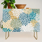 Floral Blooms, Teal, Green and Yellow Credenza Gallery Image 1