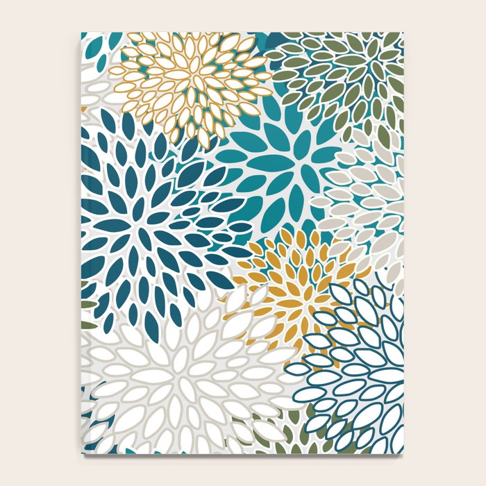 Floral Blooms, Teal, Green and Yellow Notebook Gallery Image 4