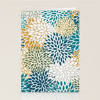 Floral Blooms, Teal, Green and Yellow Stationery Card Gallery Image 2