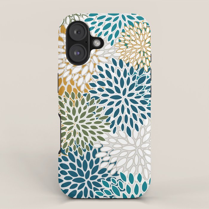 Floral Blooms, Teal, Green and Yellow iPhone Case Gallery Image 1
