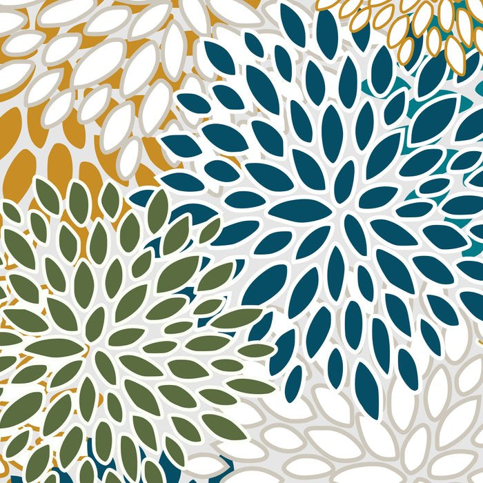 Floral Blooms, Teal, Green and Yellow Coffee Mug Gallery Image 2