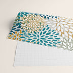 Floral Blooms, Teal, Green and Yellow Wrapping Paper Gallery Image 2