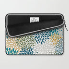 Floral Blooms, Teal, Green and Yellow Laptop Sleeve Gallery Image 2
