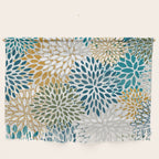 Floral Blooms, Teal, Green and Yellow Wall Hanging Gallery Image 1