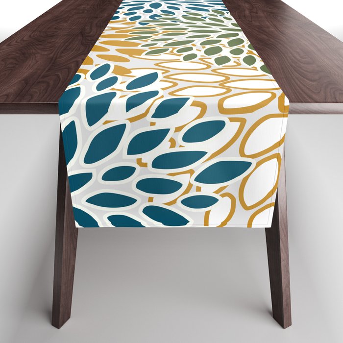 Floral Blooms, Teal, Green and Yellow Table Runner Gallery Image 1
