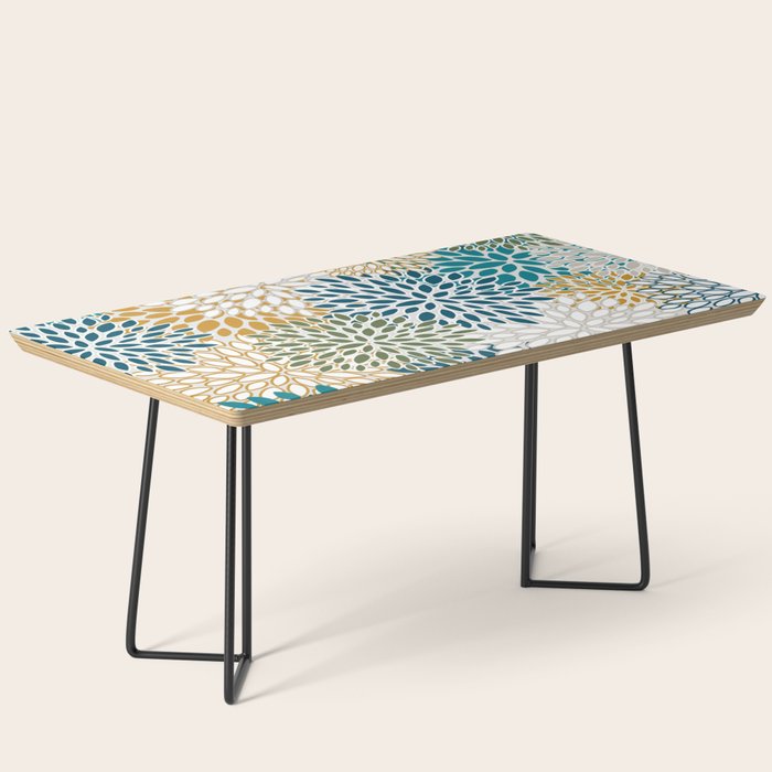 Floral Blooms, Teal, Green and Yellow Coffee Table Gallery Image 1