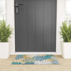 Floral Blooms, Teal, Green and Yellow Welcome Mat Gallery Image 3