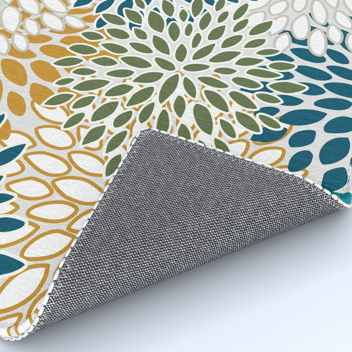 Floral Blooms, Teal, Green and Yellow Rug Gallery Image 4