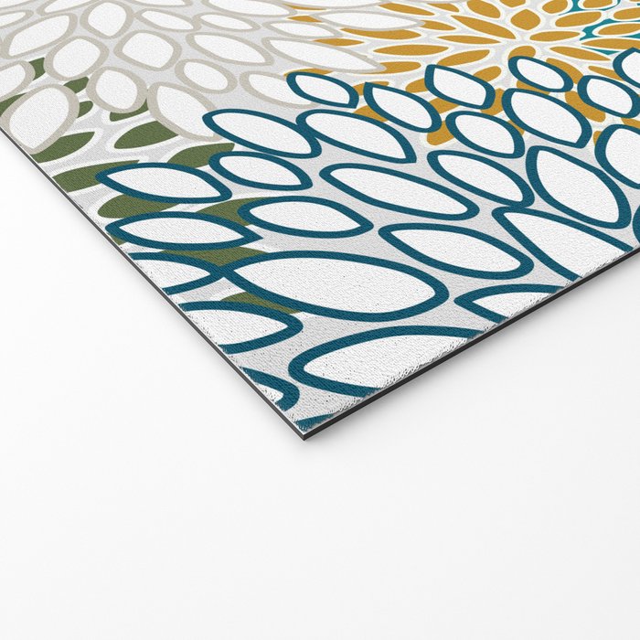 Floral Blooms, Teal, Green and Yellow Welcome Mat Gallery Image 2