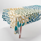 Floral Blooms, Teal, Green and Yellow Tablecloth Gallery Image 1