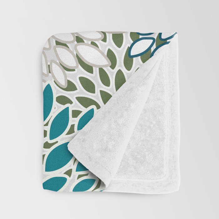 Floral Blooms, Teal, Green and Yellow Throw Blanket Gallery Image 3
