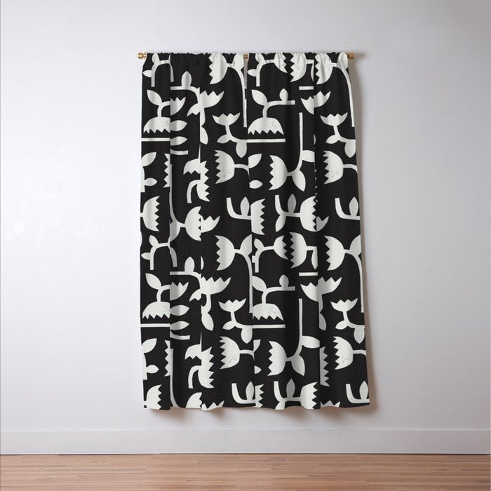 Linocut Tulip Pattern #4 Window Curtain Gallery Image 3