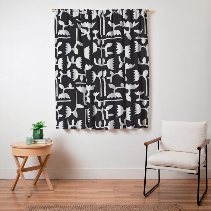 Linocut Tulip Pattern #4 Window Curtain Gallery Image 3