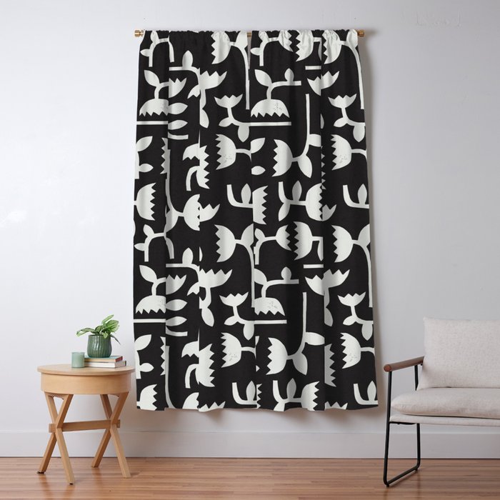 Linocut Tulip Pattern #4 Window Curtain Gallery Image 5