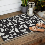 Linocut Tulip Pattern #4 Outdoor Rug Gallery Image 2